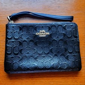 Coach Black Embossed Wristlet